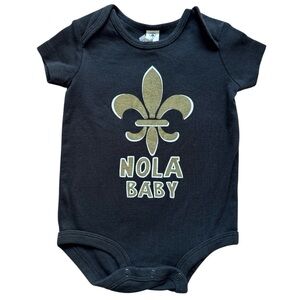 New Orleans Saints Black Baby Onesie with Gold Fleur-de-lis size 6M